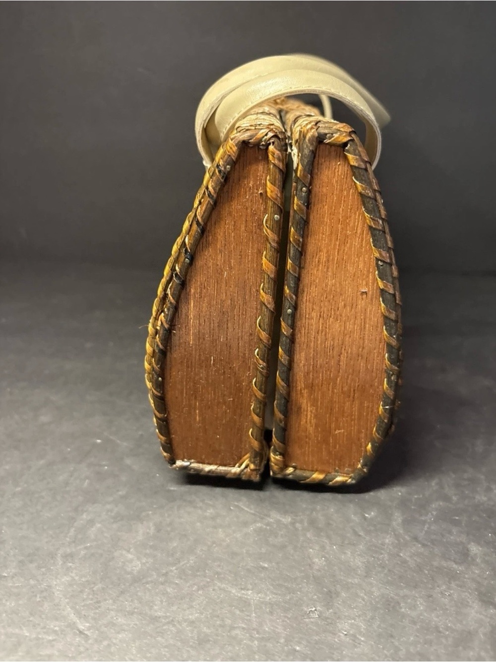Vintage Olympic Wicker Box Purse Barrel Bag Mid Century Coquette Cottage - Picture 4 of 13